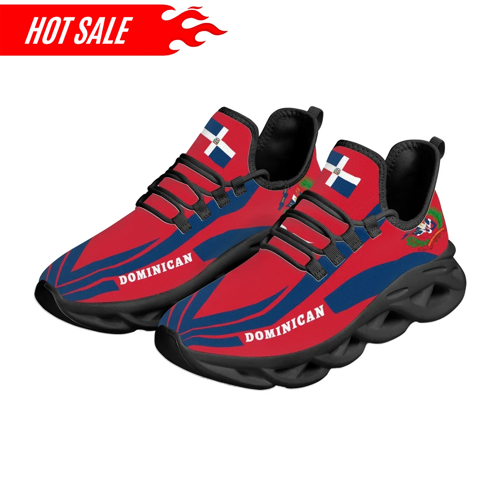 Knit Fabric Lace Up Sneakers - Hot bandiera dominicana emblema nazionale design