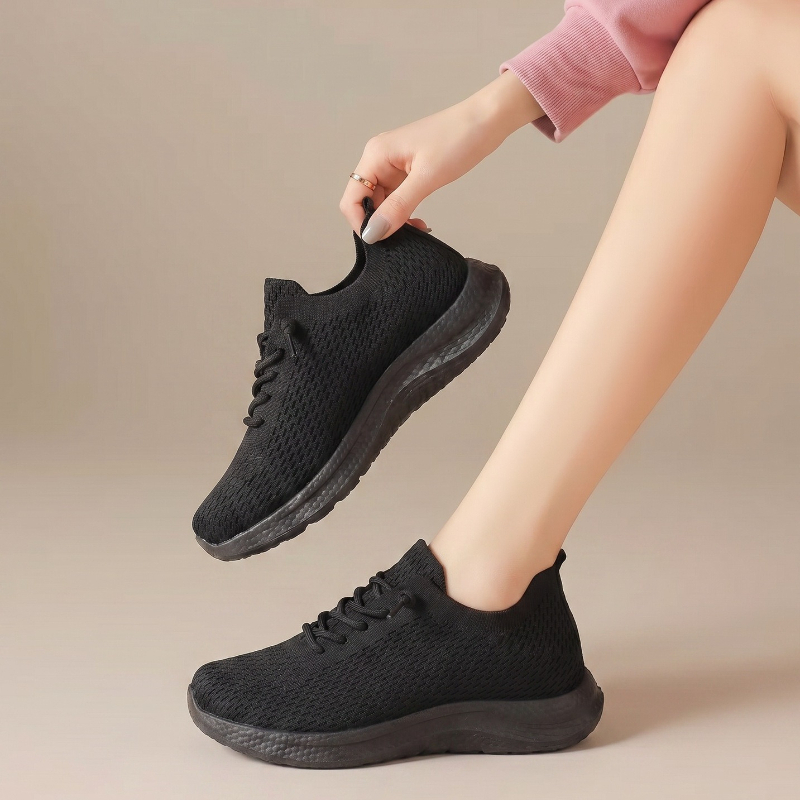Knit Fabric Lace Up Sneakers - Scarpe da passeggio estive da donna