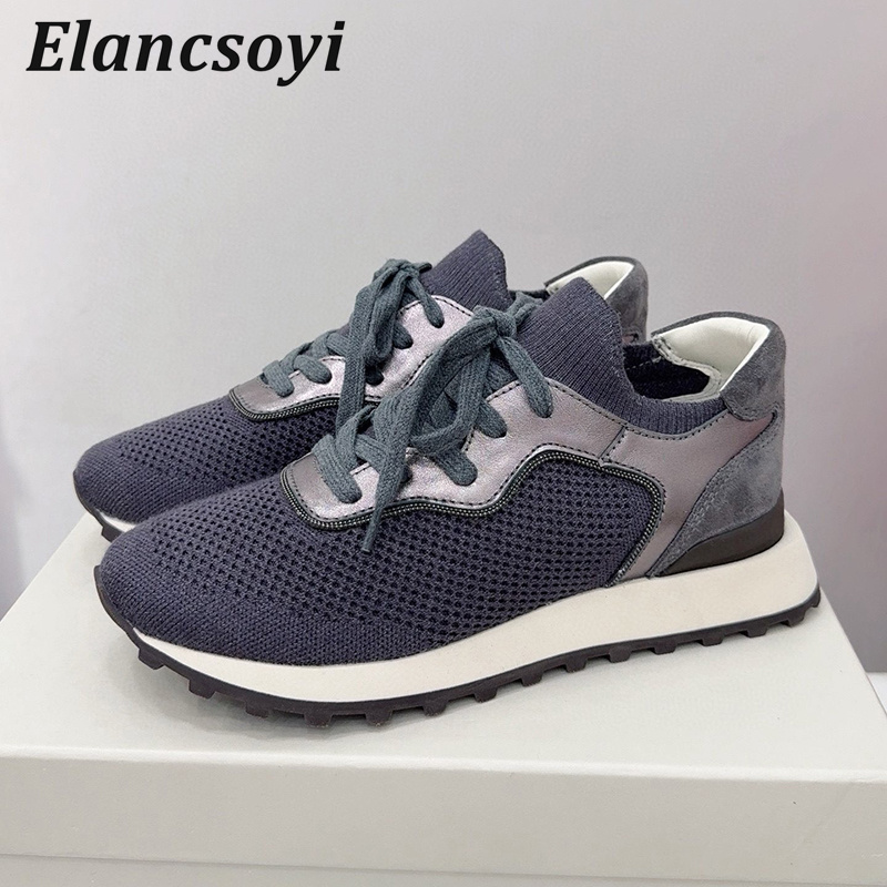Scarpe basse da donna String B - Knit Fabric Lace Up Sneakers recensione e prezzo
