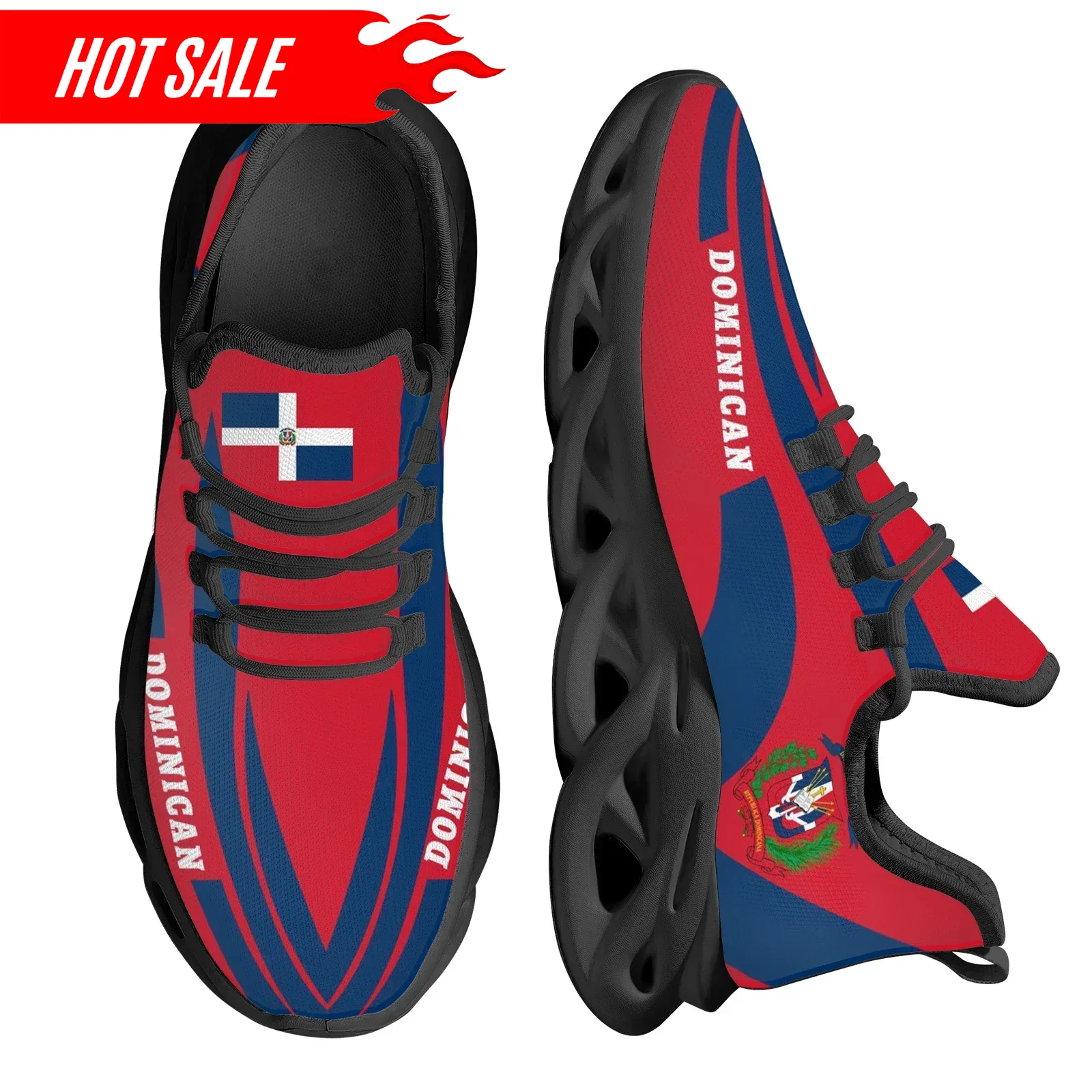 Hot bandiera dominicana emblem - Knit Fabric Lace Up Sneakers recensione e prezzo