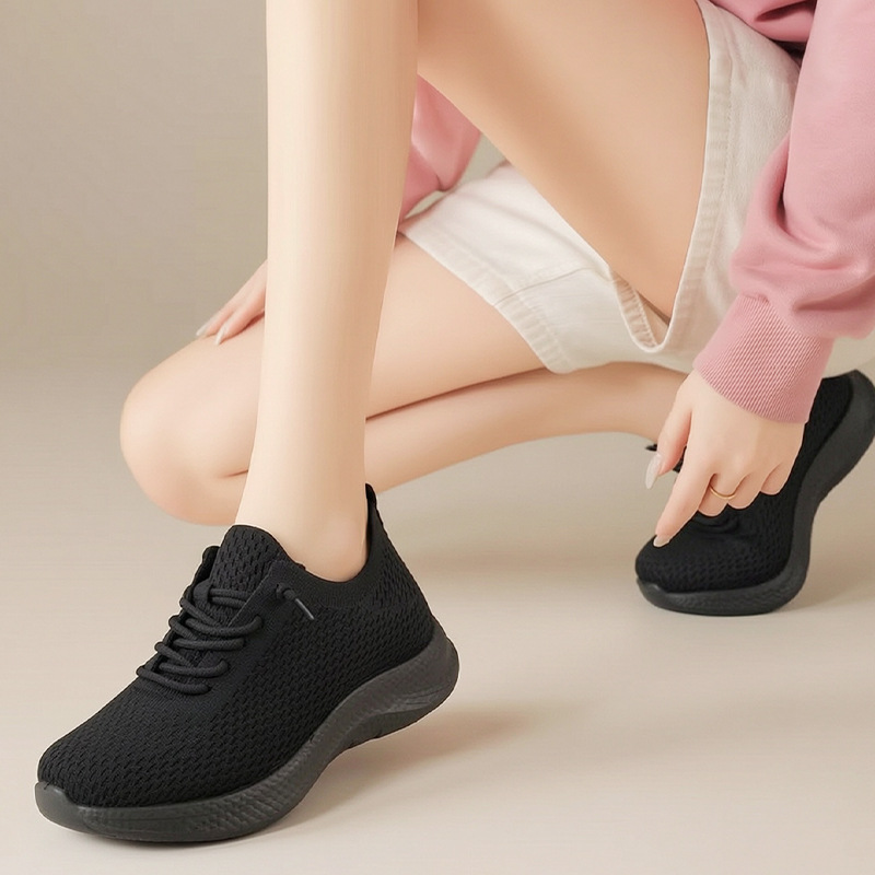Scarpe da passeggio estive da  - Knit Fabric Lace Up Sneakers recensione e prezzo