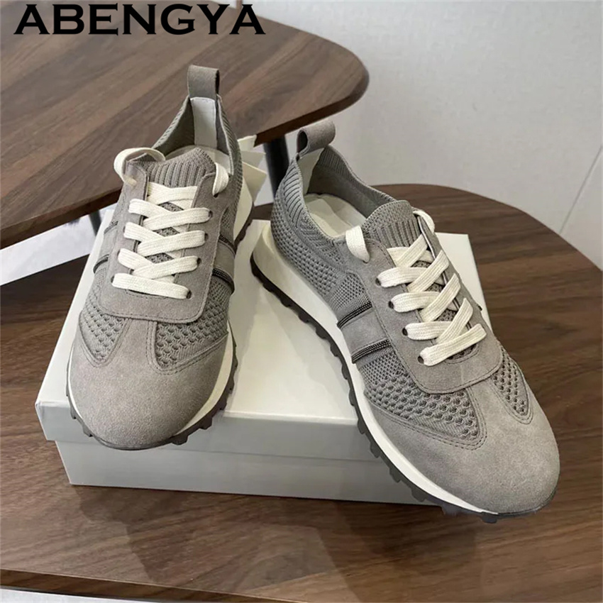 Scarpe Basse Casual da Donna c - Knit Fabric Lace Up Sneakers recensione e prezzo